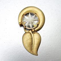 Vintage 1930s Art Deco STAR BURST Celluloid Brass Dress Clip Brooch - $19.75