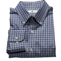 SOUTHERN PINES Shirt Mens L Long Sleeve Cotton Blue Plaid Slim Fit Non-Iron - £13.66 GBP