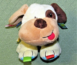 Taggies Puppy Dog Plush Baby Rattle Stuffed Animal Toy Kids Ii Tan Blue Dots - £19.90 GBP