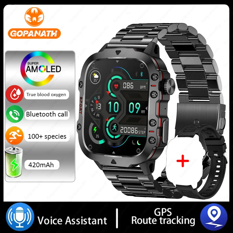 New Rugged Military Fitness smartwatch For Men For Android IOS 3ATM Wate... - $71.45