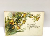 Antique 1910 Happy Birthday Greetings Embossed Yellow Roses Posted Postcard - £14.24 GBP