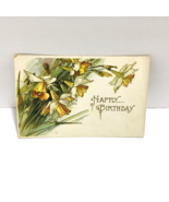 Antique 1910 Happy Birthday Greetings Embossed Yellow Roses Posted Postcard - £14.90 GBP