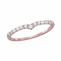 10kt Rose Gold Womens Round Diamond Chevron Stackable Band Ring 1/4 Cttw - £269.56 GBP