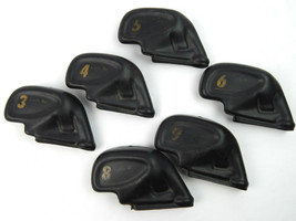 SET 6 Black Rubber Iron Golf Club Head Cover Pre-Owned 3,4,5,6,8,9 MISSING 7 - £5.69 GBP