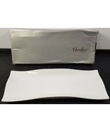 I) Verdici Design White Wave Rectangular Appetizer Serving Platter Tray 16&quot; - £15.79 GBP