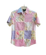 Vtg Lauren Ralph Lauren Floral Stripe Patchwork Short Sleeve Shirt Sz Sm... - £37.06 GBP