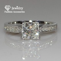 Jewelry Fashion Rings For Women Silver Color Simple Design Princess Square Weddi - £11.61 GBP