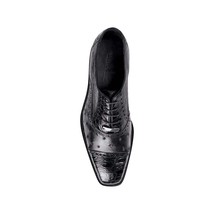 Men Belvedere Black Shoes Onesto 2 Genuine Ostrich Crocodile Leather Lace 1419 image 3