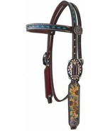 Western Saddle Horse Engraved Leather Headstall w/ Hand Painted Sunflowe... - £27.73 GBP