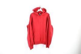 Vintage Adidas Mens Size Large Faded Long Sleeve Blank Hoodie Sweatshirt Red - $59.35