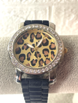 Geneva Ladies Watch Platinum 7817 Japan Mvmt Black Silicone Band *NEEDS ... - £5.45 GBP