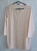 Croft &amp; Barrow White Pink Cotton Spandex Tunic Top Size Med #8308 - £6.46 GBP