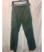 Charlotte Russe Women SZ M Olive Green Cargo Pants w/ Belt A89 - $27.00 CAD