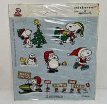 Vintage Hallmark Stickeroni Peanuts Snoopy Christmas Sticker Sheet - £3.87 GBP