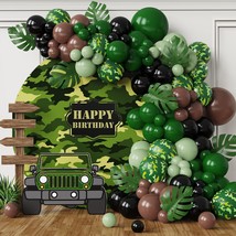 Camouflage Balloon Garland Arch Kit For Army Party Decorations,142Pcs Camo Ballo - £21.89 GBP