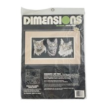 Dimensions Cross Stitch Dramatic Cat Trio Kit 3967 Feline Faces Gray Vin... - £10.28 GBP