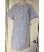 Miss Elaine short sleeve robe Size 2X Style 862614 Blue &amp; white front zi... - $44.15 CAD
