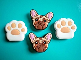 4 Bull Dog Paws Shoe Charm Shoe Fun Accessories Compatible W/Crocs - $9.99