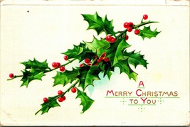 Holly Baugh Branch A Merry Christmas To You Embossed UNP DB Postcard B2 - £5.67 GBP