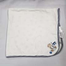 First Impressions Reversible Baby Blanket Blue White Puppy Dog &amp; Bear - ... - £5.44 GBP