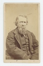 Antique CDV Circa 1870s Stern Older Man With Long Chin Beard in Suit Waukegan IL - £9.60 GBP