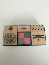 Dragonfly Polka Dots Decorative Motifs Unmounted Rubber Stamps Set 5 Craft Pack - $4.99
