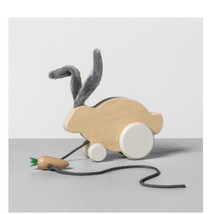 Hearth &amp; Hand with Magnolia Kids Wooden Toy Easter Bunny &amp; Carrot Pull Along - £38.76 GBP