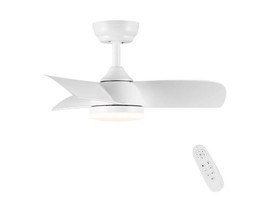 YUHAO 28 in. Integrated LED Kids Room Matte White Ceiling Fans with Light Kit - £80.86 GBP