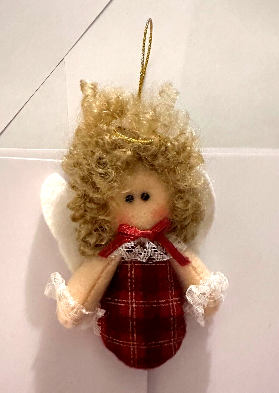 Handmade Angel Christmas Ornament Plush Doll with Curly Hair Item image 2