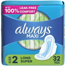 Always Maxi Feminine Pads For Women, Size 2 Long Super Absorbency, With ... - £7.03 GBP