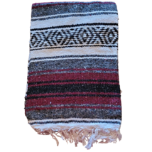 Mexican Falsa Blanket Burgundy Handwoven 73 x 48 Molina Indian Made in Mexico - £11.47 GBP