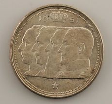 1951 Belgium 100 Francs Coin in Uncirculated Condition - $50.95