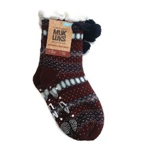 MUK LUKS Womens Cabin Socks S/M Shoe Size 5/7 Maroon Multi-Color Warm and Cozy - £15.48 GBP