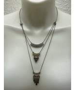 Vintage Two Tone Layered Necklace Southwestern Geometic Pendant  KG - $275.49 MXN