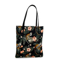 Monkey 701113 Tropical Book Bag Tote Purse 26 x 15&quot; Leather Straps Cotto... - £20.77 GBP