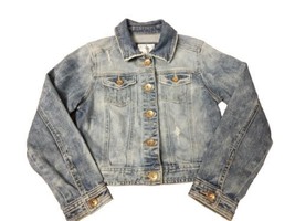 Justice Girls Size 10 Premium Denim Blue Jean Jacket Button Down Light Wash - £11.64 GBP
