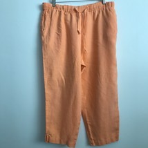 Jones NY Sport Linen Pant Womens 14 Wide Leg Crop Elastic Drawstring Waist - $22.98