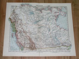1912 Map Of Western Canada British Columbia Alberta Northwest Territories - £23.86 GBP