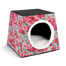 Mondxflaur Red Floral Cat Beds for Indoor Cats Cave Bed 3 in 1 Pet House - £26.45 GBP