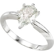 Pear Diamond Ring 14K White Gold 0.48 Ct (E SI1(Laser Drilled) Clarity) - £948.20 GBP