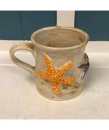 Signed studio pottery handpainted Starfish Mug hand painted pottery - $42.93 CAD