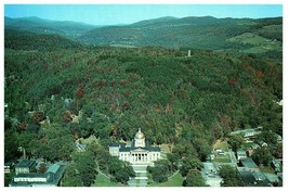 Aerial View State Capitol Montpelier Vermont Gold Dome Postcard - £6.21 GBP