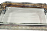 Vtg Anchor Hocking Fire King Glass Casserole Dish with Silver plated Tra... - £39.95 GBP