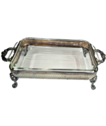 Vtg Anchor Hocking Fire King Glass Casserole Dish with Silver plated Tra... - £39.61 GBP