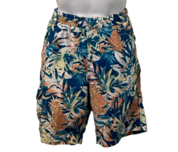 Caribbean Mens Tropical Swimwear Trunks Size M Multicolor Pockets - $18.61