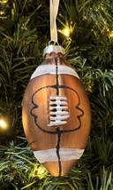 Football Christmas Ornament Home Decor Xmas Tree Glass 4.5&quot; Diameter - $6.50