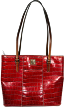 Authentic Dooney &amp; Bourke Red Bordeaux Charlotte Crocodile Pattern Leath... - $56.40