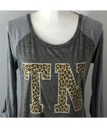 TN Vols Gameday Couture Raglan Top Size M Tied Split Sleeve Gray Cheetah... - $16.97