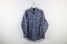 Vtg 90s Chaps Ralph Lauren Mens Medium Faded Canoe Indian Feather Button Shirt - £42.63 GBP