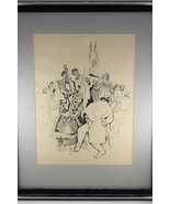 Vintage Signed Mid Century Louisiana Creo Etching Framed Art Dance Weddi... - £76.89 GBP
